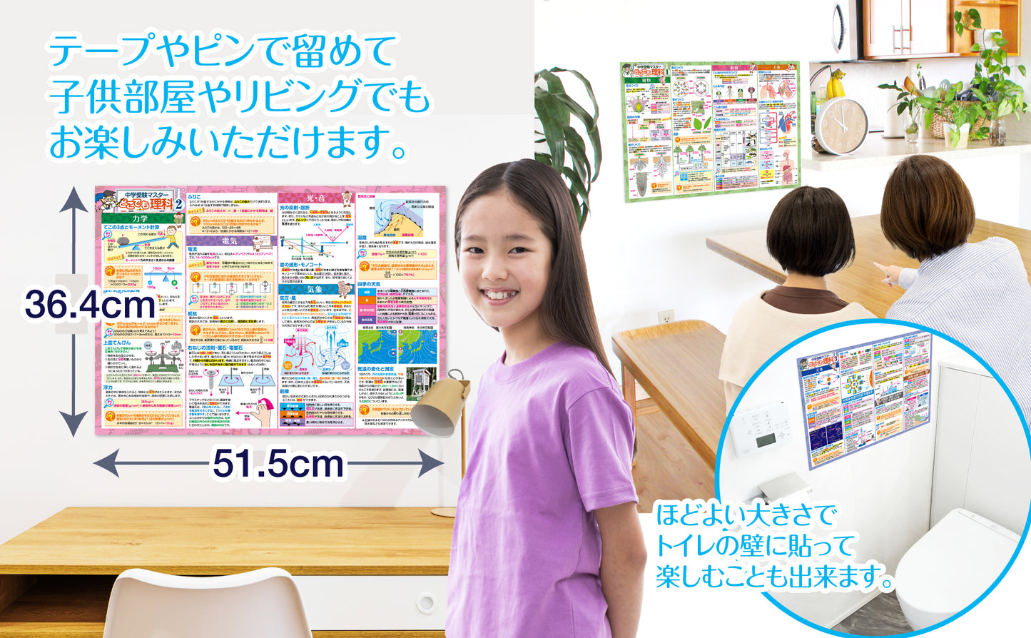 中学受験マスターどこでも理科 お風呂ポスター 3枚セット