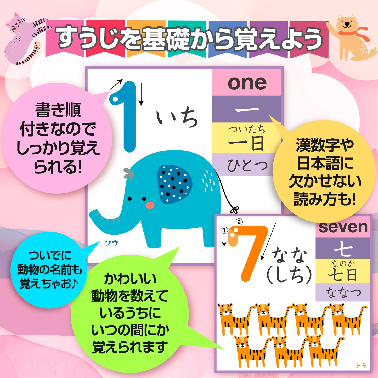 すうじのひょう 動物 お風呂ポスター
