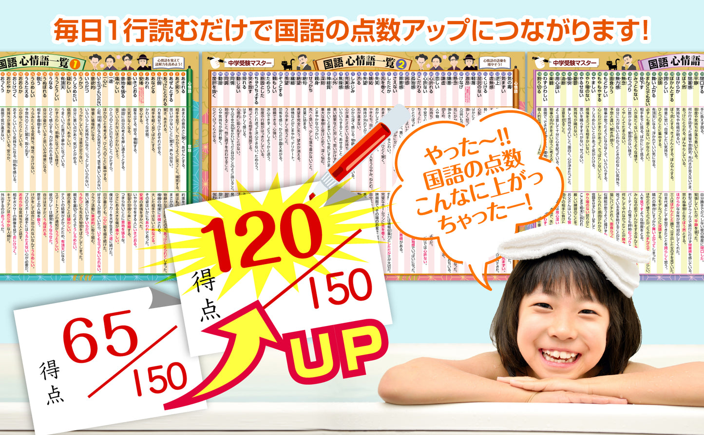 中学受験マスター国語 心情語まとめ お風呂ポスター 3枚セット