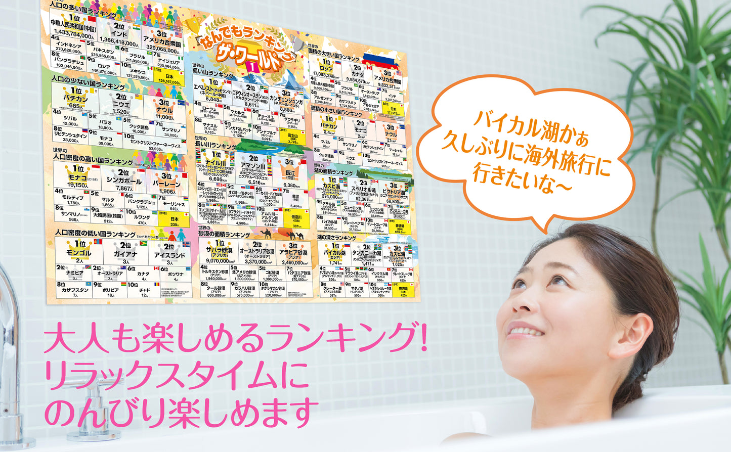 日本と世界の地理雑学 ランキング お風呂ポスター 3枚セット