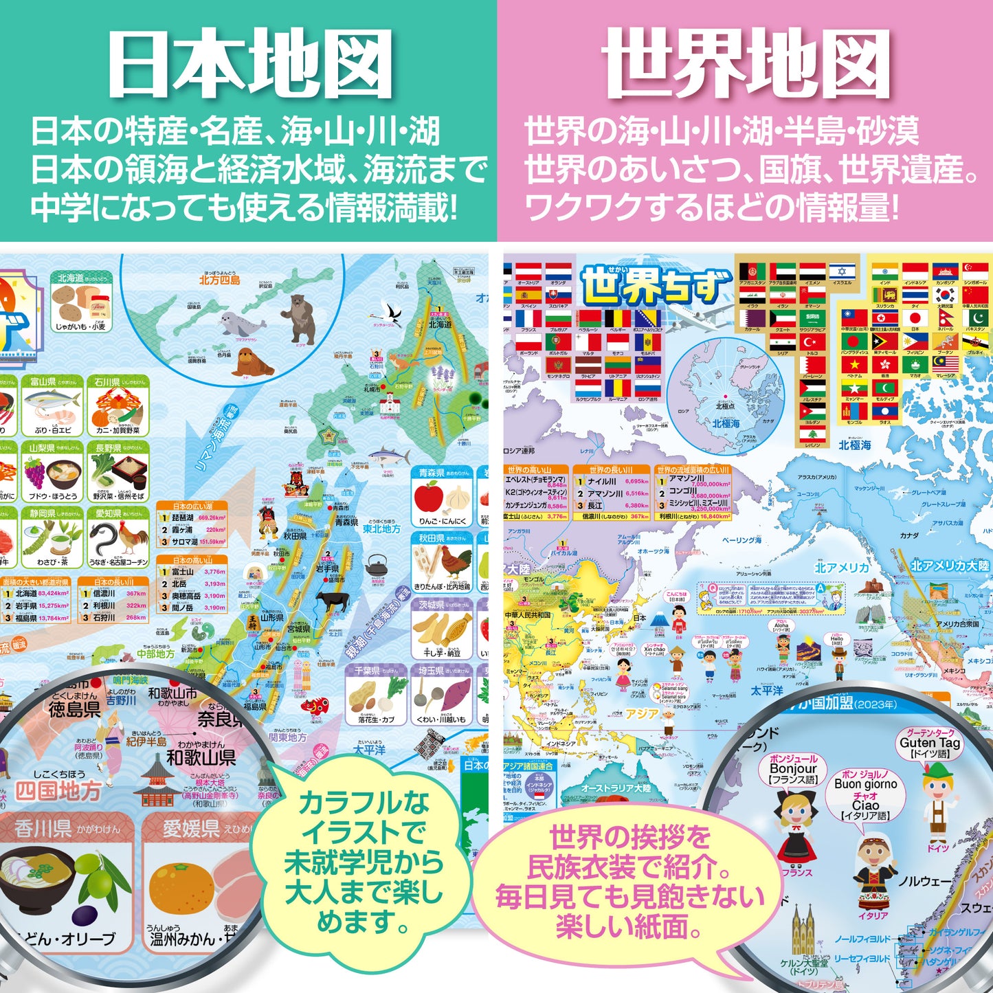 セット価格 地図/小学校お受験 お風呂ポスター2種類セット
