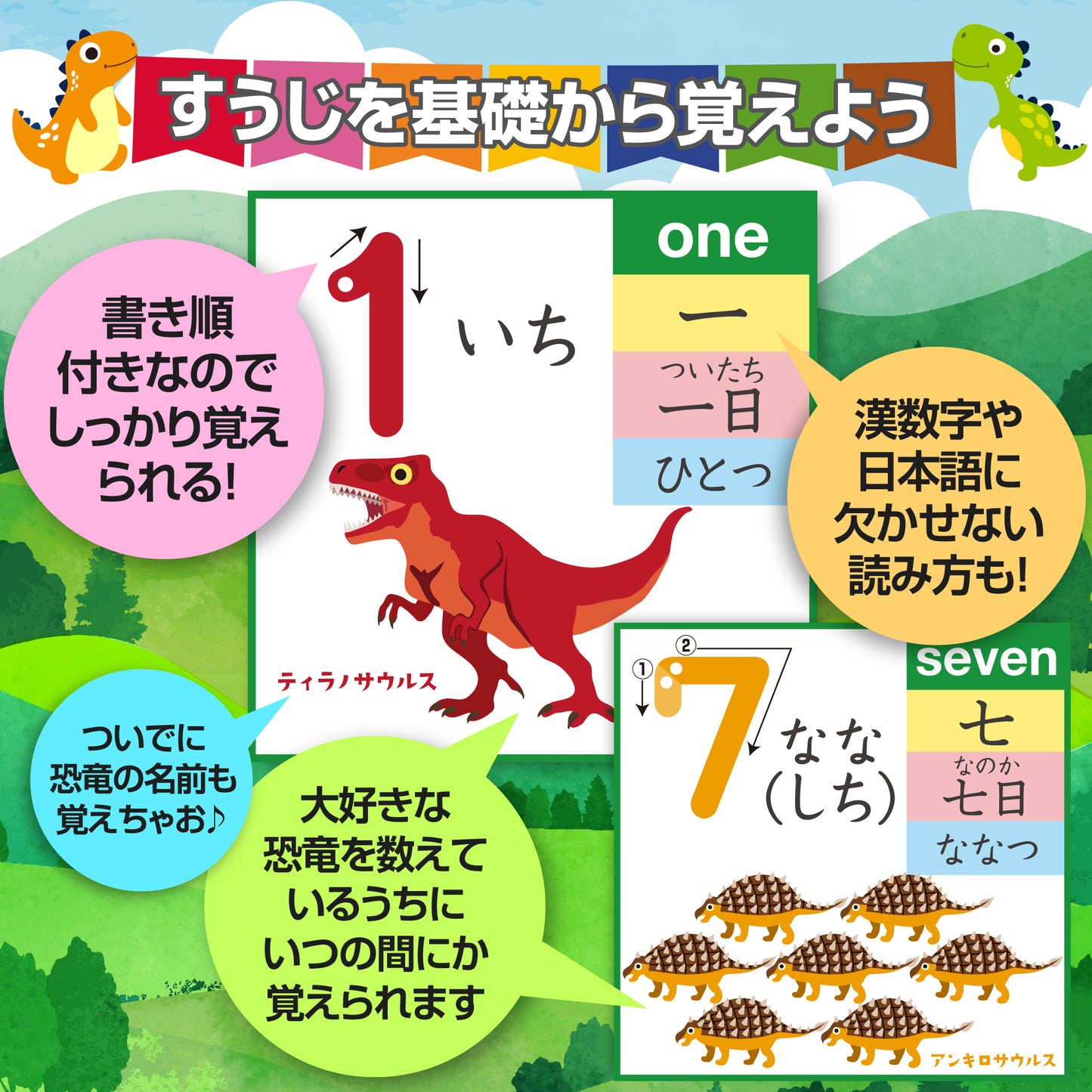 すうじのひょう 恐竜 お風呂ポスター