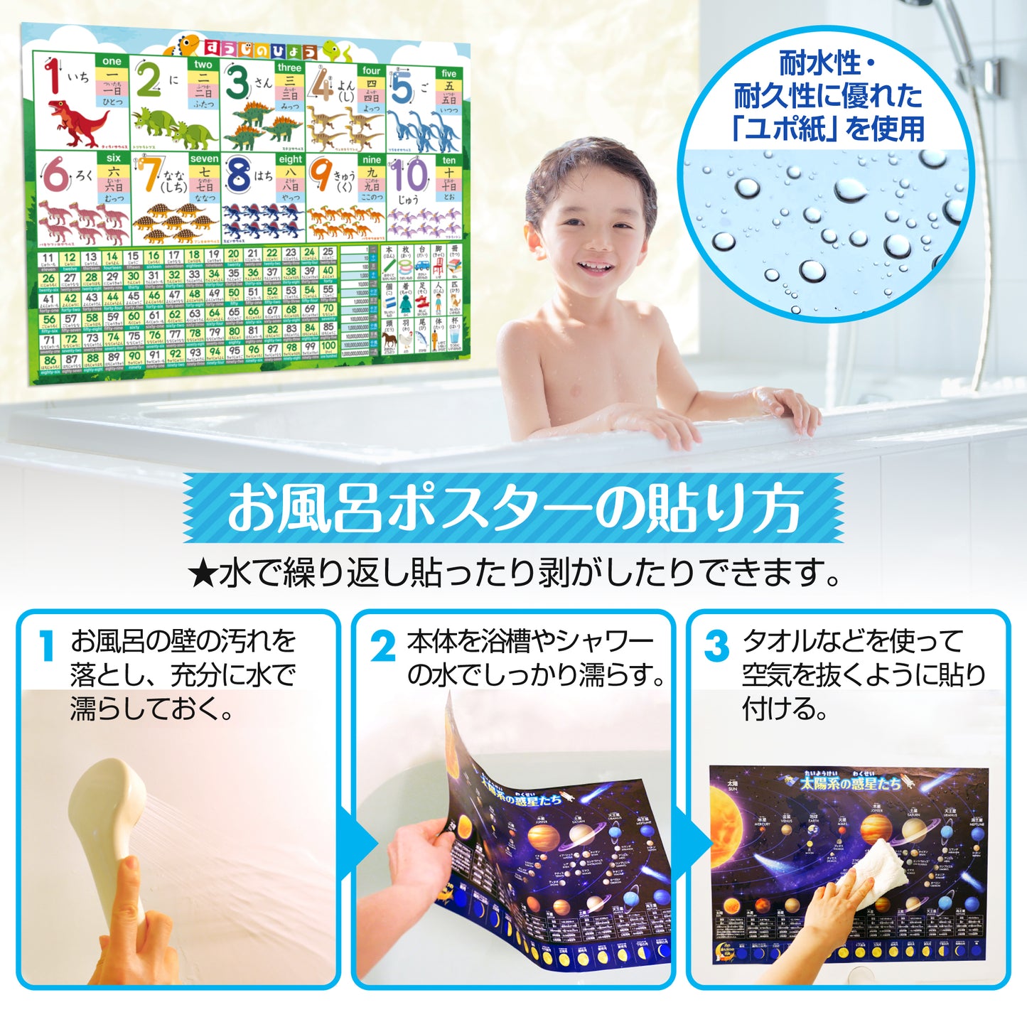 すうじのひょう 恐竜 お風呂ポスター
