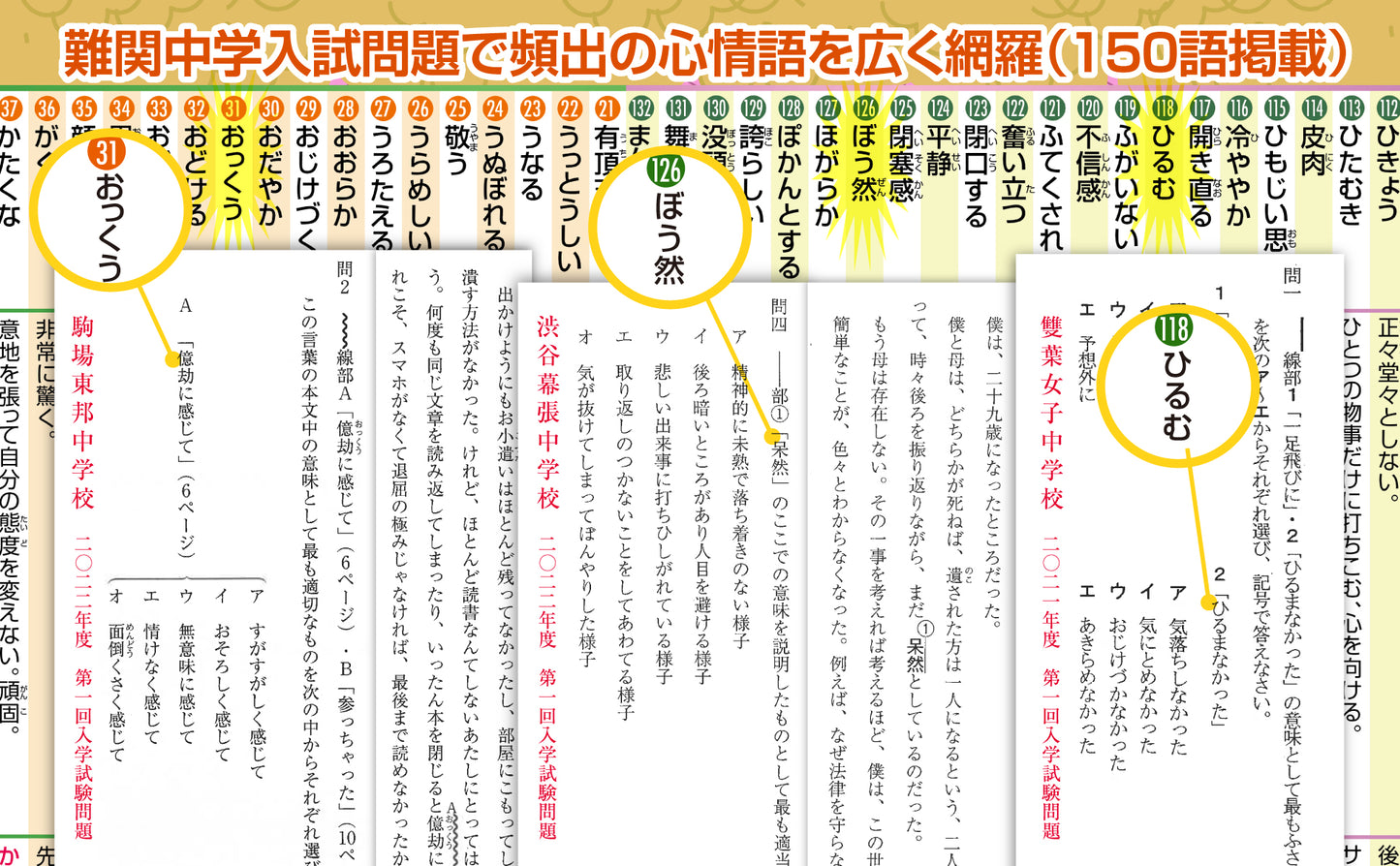 中学受験マスター国語 心情語まとめ お風呂ポスター 3枚セット