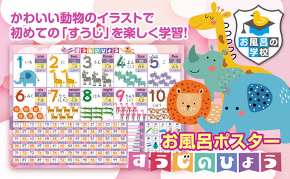 すうじのひょう 動物 お風呂ポスター