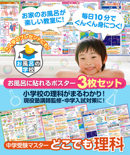 中学受験マスターどこでも理科 お風呂ポスター 3枚セット