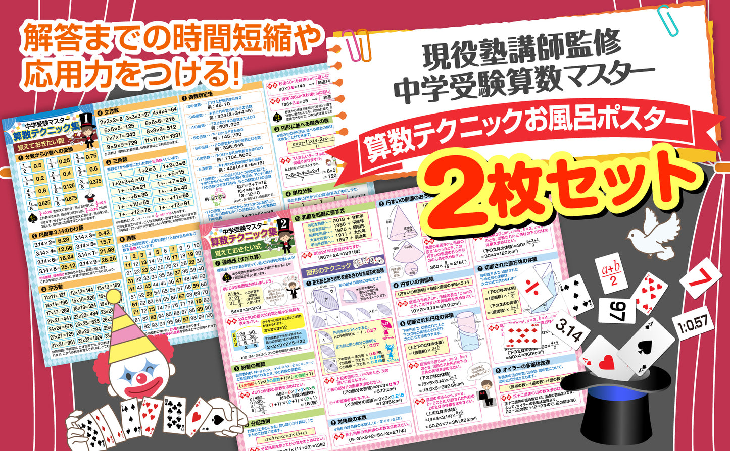 中学受験マスター算数テクニック集 お風呂ポスター 2枚セット