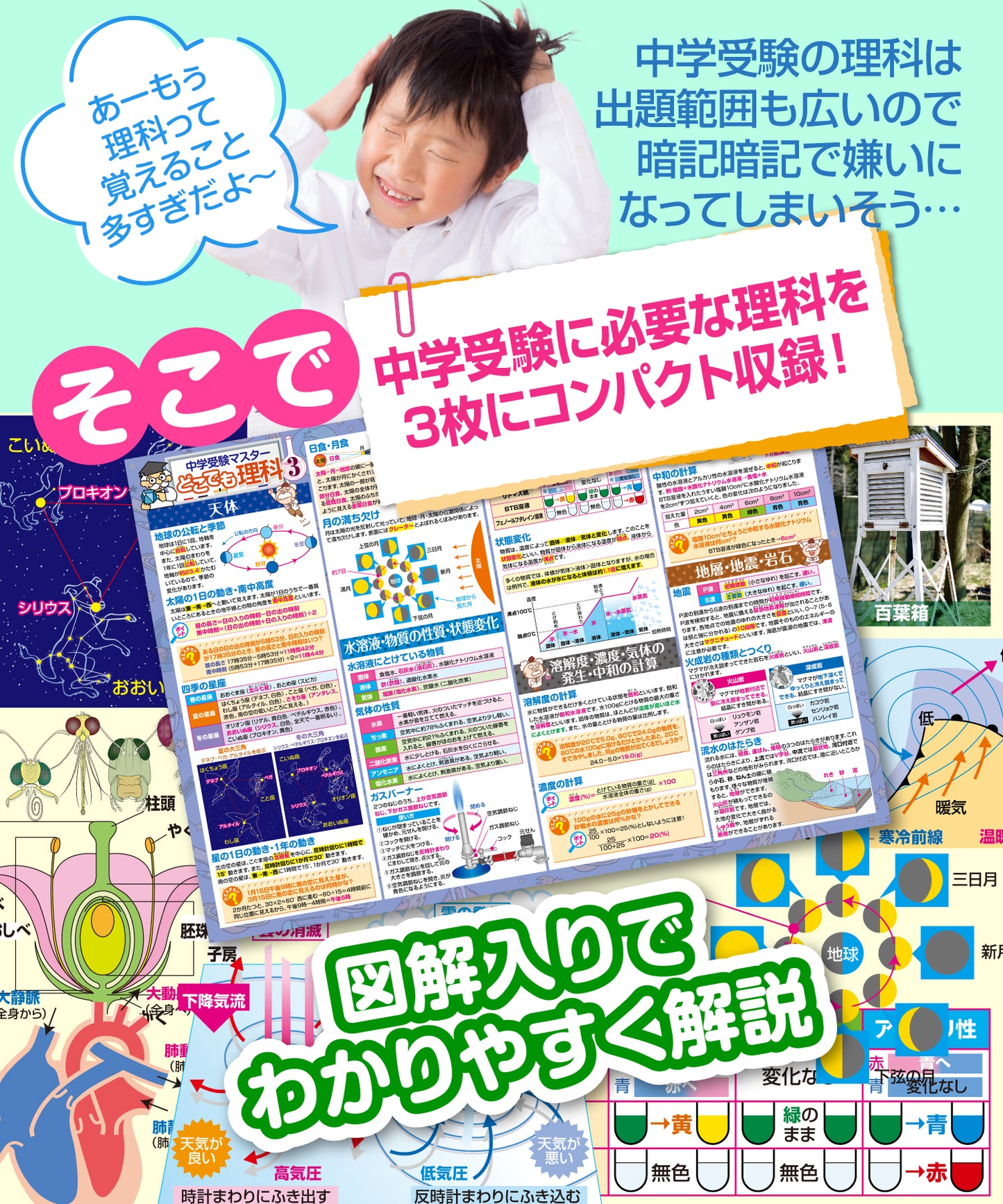 中学受験マスターどこでも理科 お風呂ポスター 3枚セット