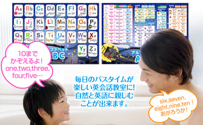 アルファベット表 お風呂ポスター 2枚セット 銀河鉄道デザイン