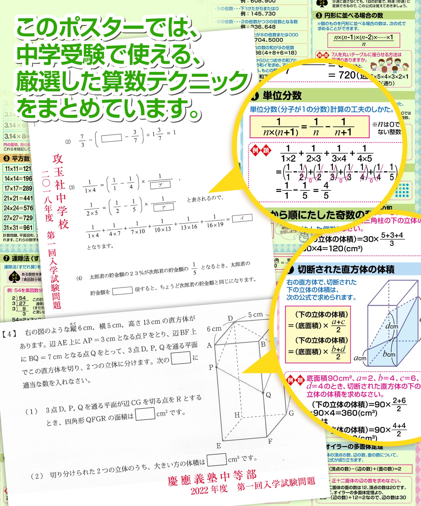 中学受験マスター算数テクニック集 お風呂ポスター 2枚セット