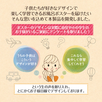 すうじのひょう 動物 お風呂ポスター