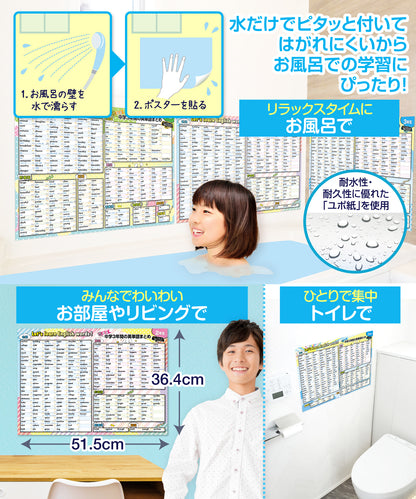 中学３年間の英単語まとめ お風呂ポスター 3枚セット